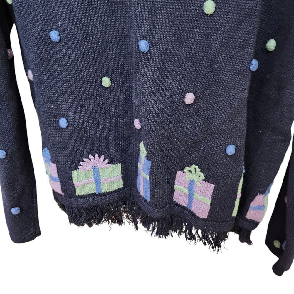 Christopher & Banks VTG Hand Embroidered Birthday Christmas cardigan sweater LG - Picture 12 of 12